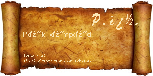 Pék Árpád névjegykártya